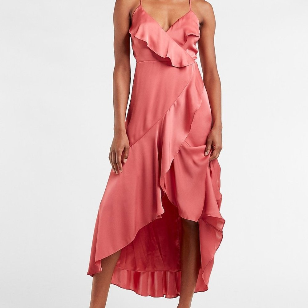 Pink Satin Express Hi-Low Dress